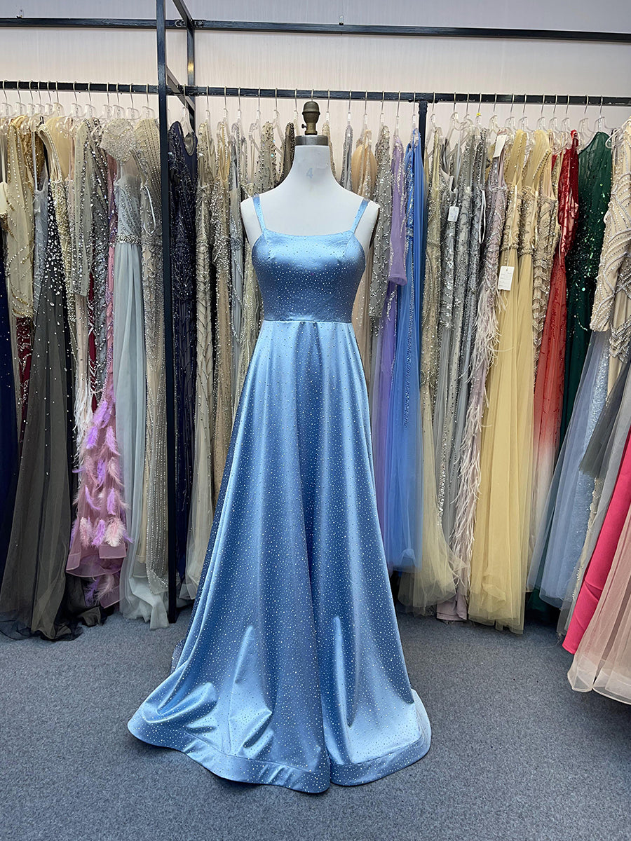Classic A-Line Prom Gown with Scattered Rhinestones
