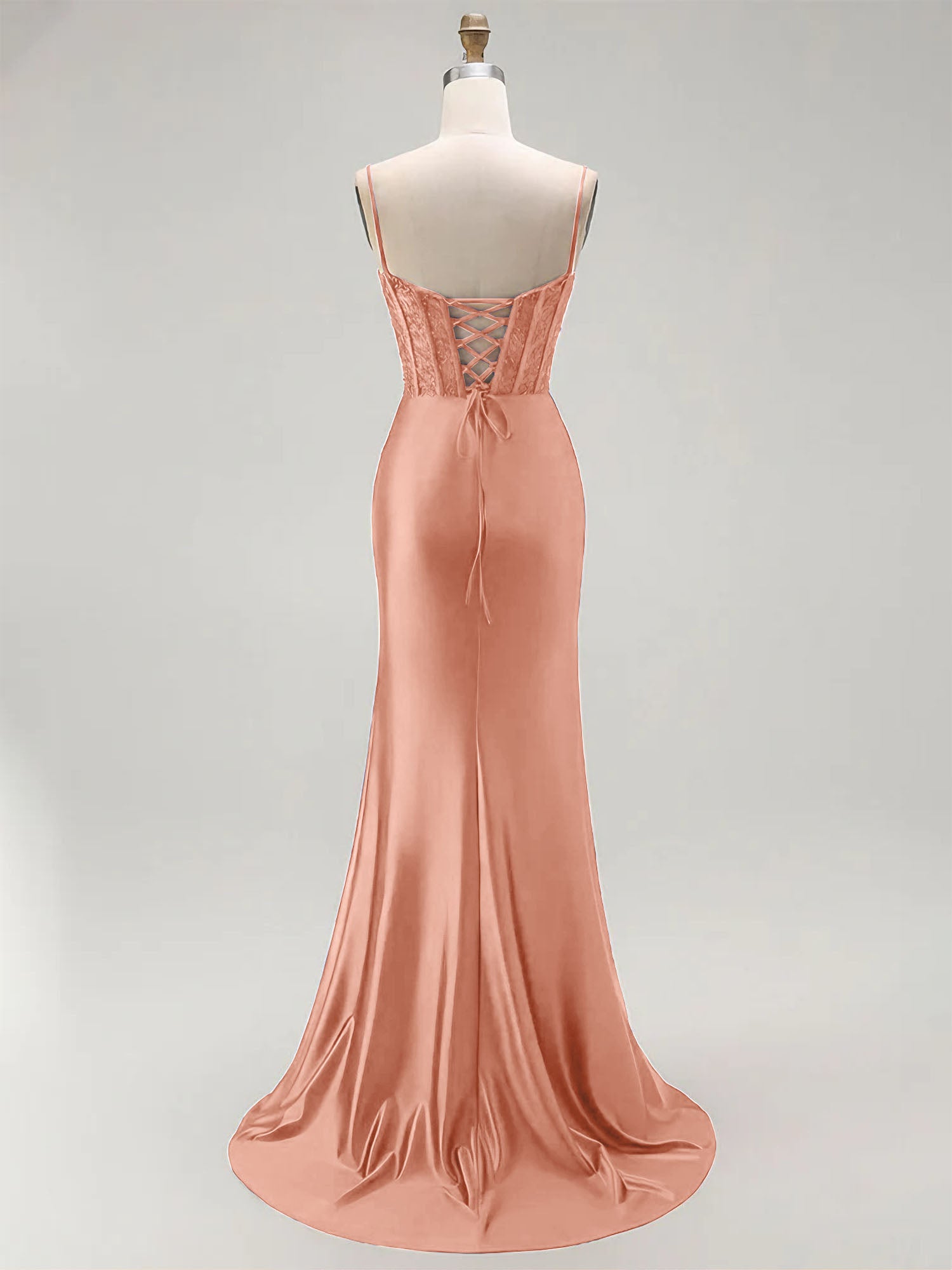 Sparkly Satin Mermaid Long Corset Prom Dress with Beading