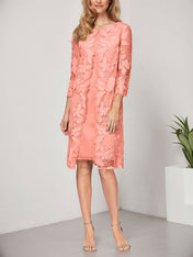 A-line Scoop Knee-Length Chiffon Lace Mother of the Bride Dress With Jacket