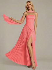 Navy A Line Satin Off The Shoulder Sleeveless Floor Length Dress
