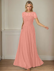 Dark Navy A-Line Boatneck Sequins Chiffon Dress