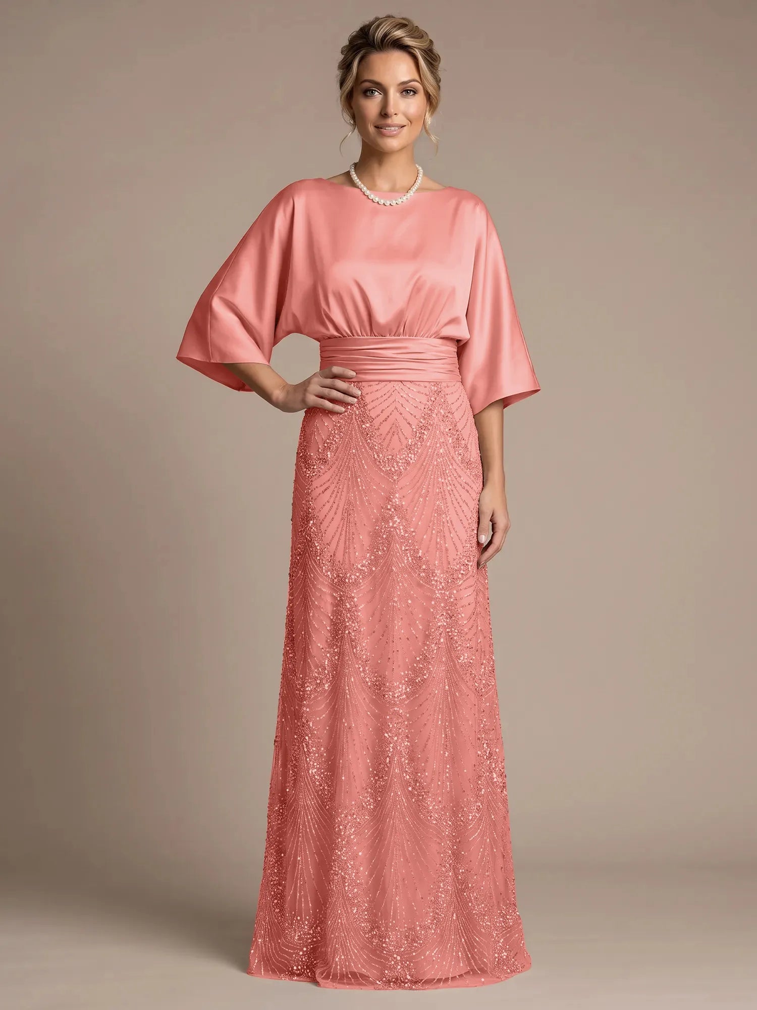 4 Batwing Sleeves Mother of The Bride Dresses