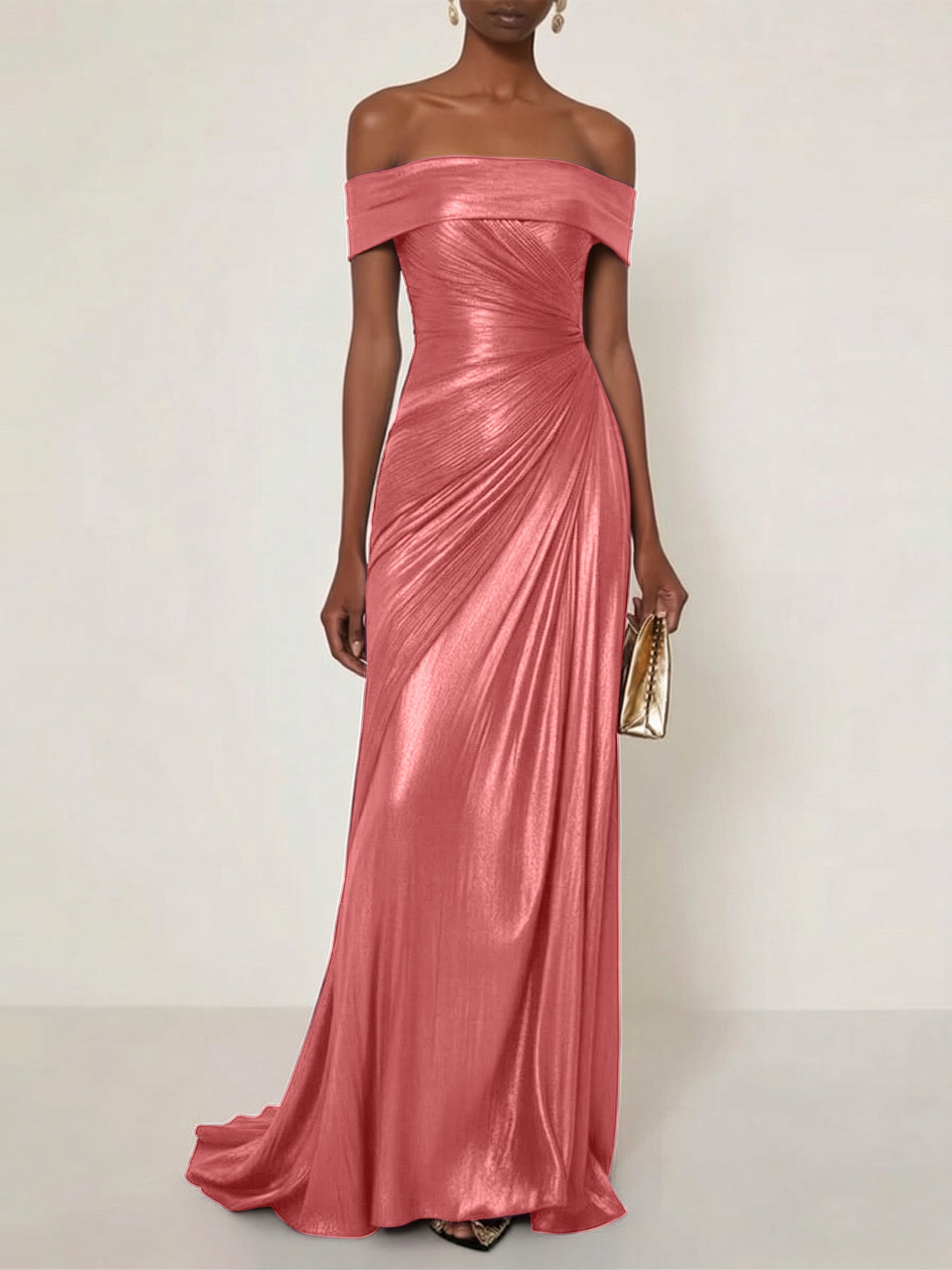 Evening Formal Dress Off the Shoulder Silver Silk Ruffles Strapless Maxi Dress