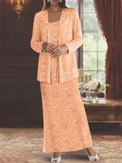 Robes de mère de la mariée en mousseline avec paillettes et veste 