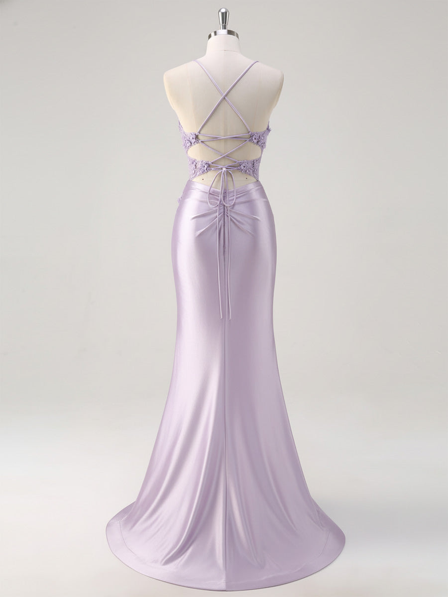 Corset Floral Mermaid Long Prom Dress with Slit