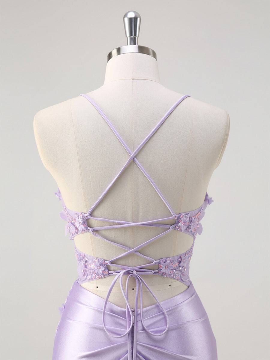 Corset Floral Mermaid Long Prom Dress with Slit