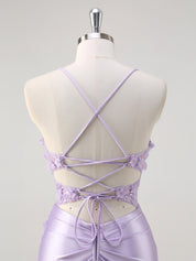 Corset Floral Mermaid Long Prom Dress with Slit