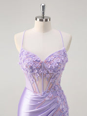 Corset Floral Mermaid Long Prom Dress with Slit