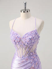 Corset Floral Mermaid Long Prom Dress with Slit