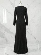 Crystal-Embellished Deep V Slit Evening Gown Formal Dresses