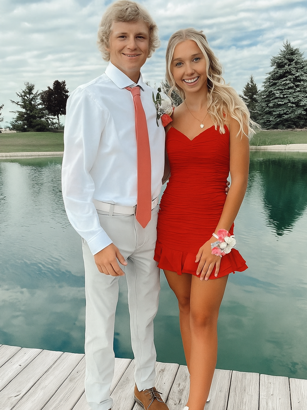 Cute Sheath Satin Short Red Homecoming Dress with Ruffles