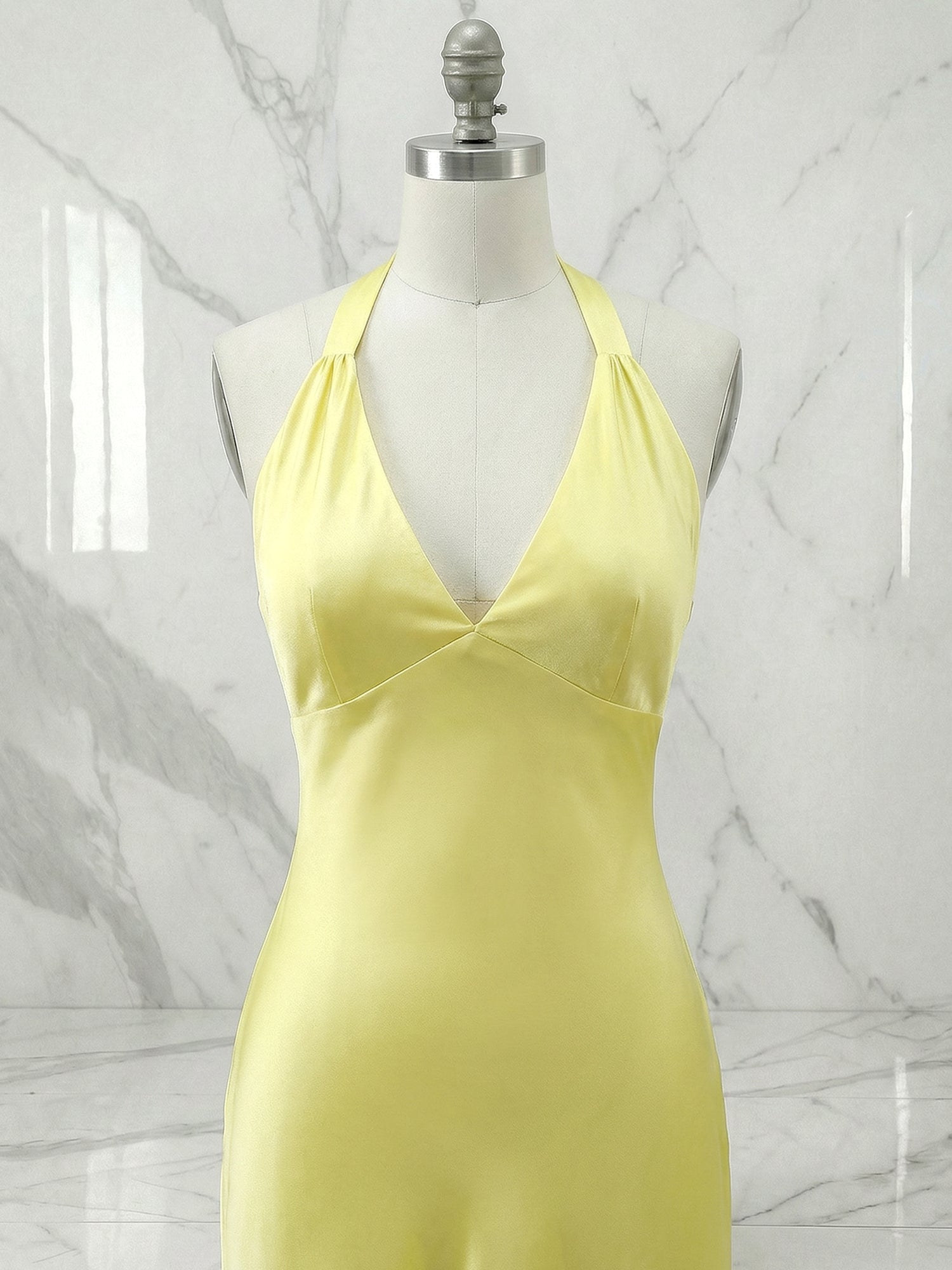 Yellow Mermaid Unique Open Back Long Prom Dress