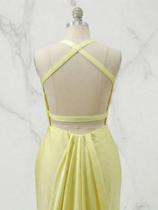 Yellow Mermaid Unique Open Back Long Prom Dress
