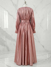 Fashionable And Elegant High-End Pleated Satin Maxi Dresses