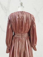 Fashionable And Elegant High-End Pleated Satin Maxi Dresses