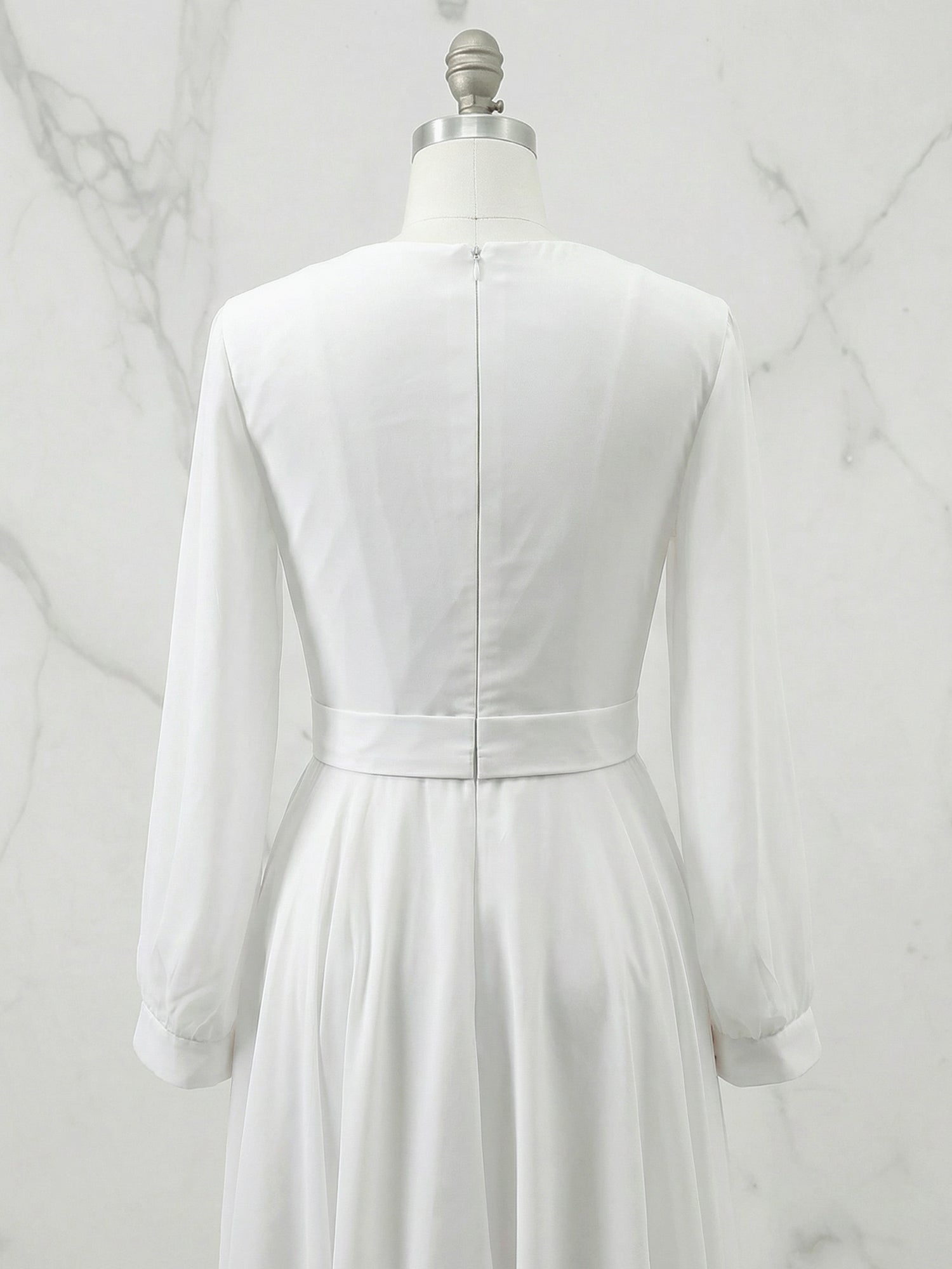 Formal Swing Evening Gown White V Neck Maxi Dress