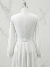 Formal Swing Evening Gown White V Neck Maxi Dress