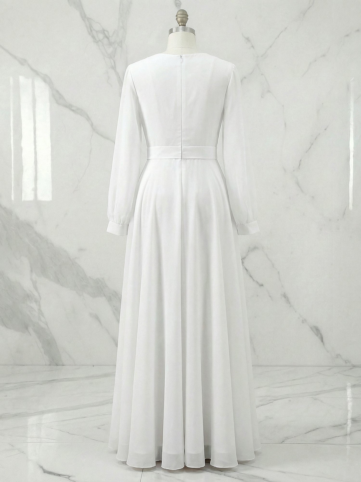 Formal Swing Evening Gown White V Neck Maxi Dress