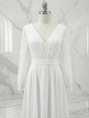 Formal Swing Evening Gown White V Neck Maxi Dress