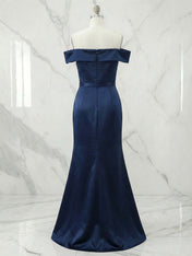 Formal Evening Dress Navy Off Shoulder Mermaid Maxi Gown