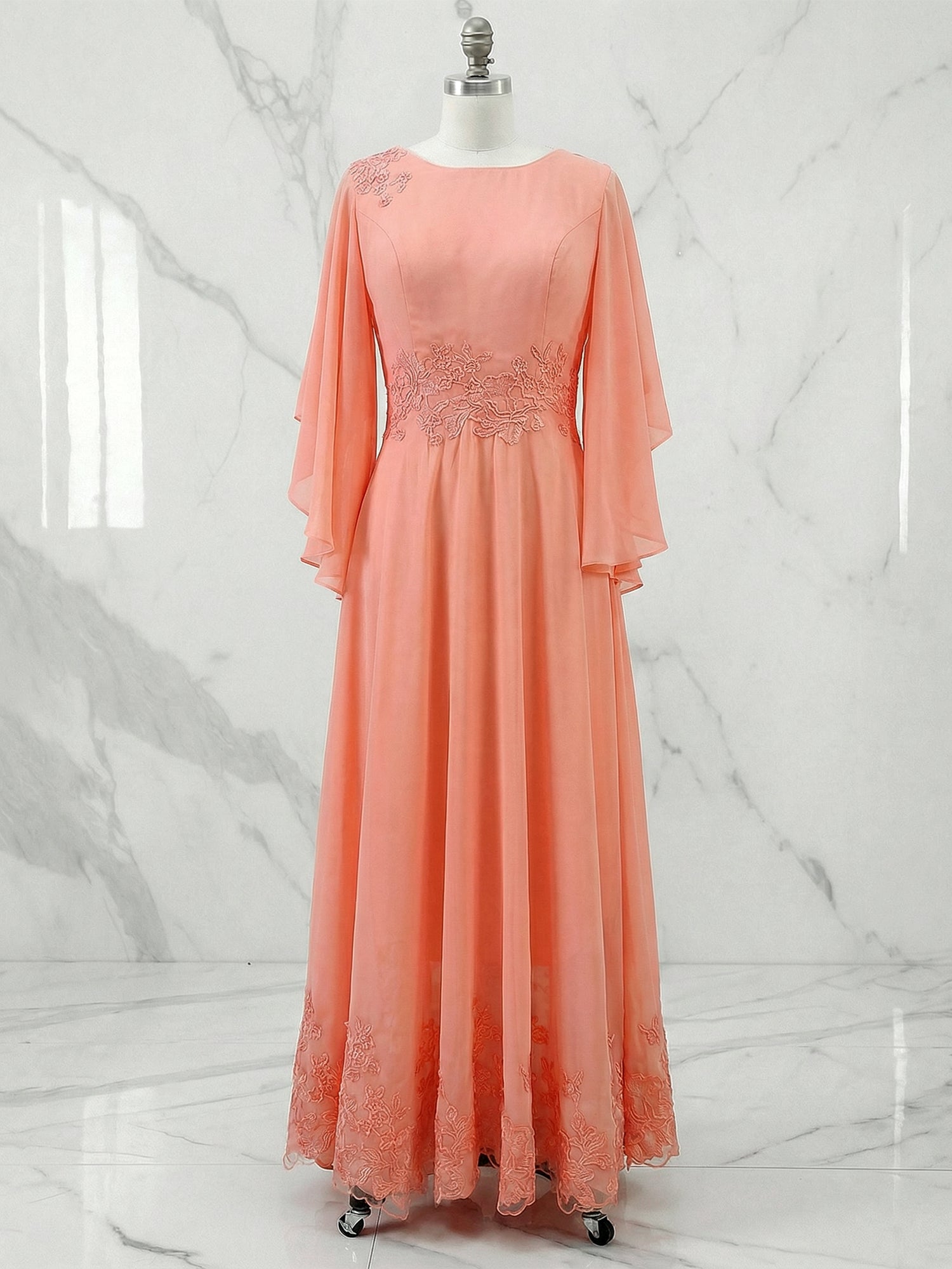 A-line Scoop Illusion Ankle-Length Lace Chiffon Mother of the Bride Dress With Sequins