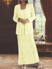 Robes de mère de la mariée en mousseline avec paillettes et veste 