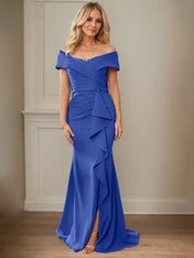 Sheath/Column V-Neck Illusion Floor-Length Lace Chiffon Mother of the Bride Dress With Pleated Sequins