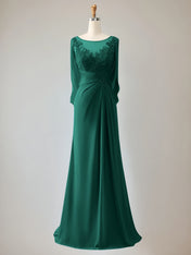 Trumpet/Mermaid Scoop Neck 1/2 Sleeve Chiffon Mother of the Bride Dress With Beadings