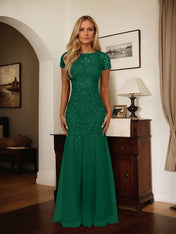 Dark Navy Mermaid Scoop Sequins Tulle Dress