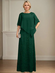 Sheath/Column Scoop Floor-Length Chiffon Lace Mother of the Bride Dress With Sequins Beading