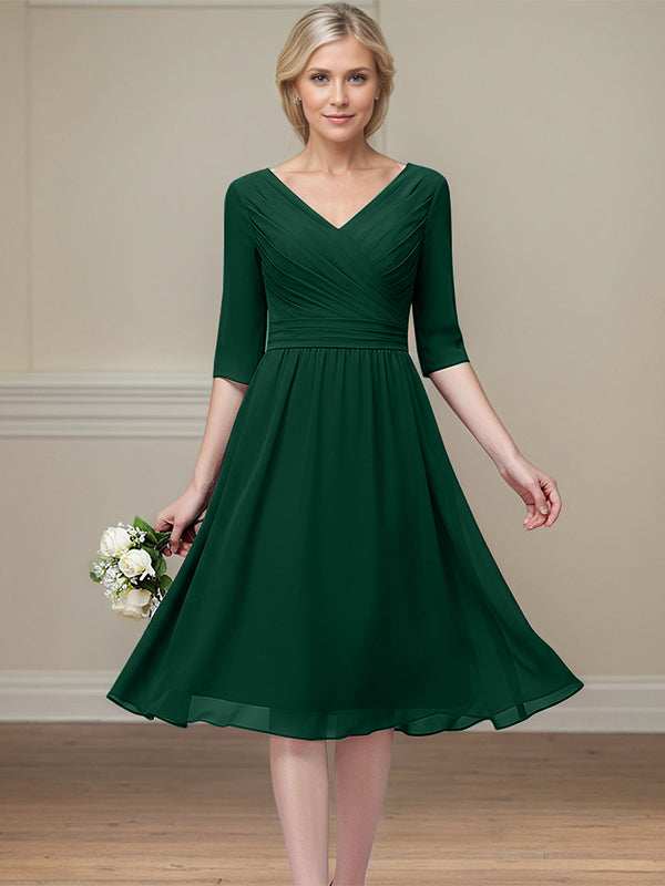 Dark_Green_A-line_V-Neck_Tea-Length_Chiffon_Mother_of_the_Bride_Dress_With_Pleated-1.jpg