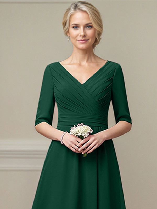 Dark_Green_A-line_V-Neck_Tea-Length_Chiffon_Mother_of_the_Bride_Dress_With_Pleated-3.jpg
