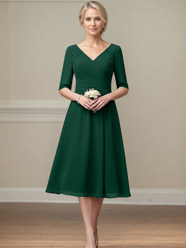 Dark_Green_A-line_V-Neck_Tea-Length_Chiffon_Mother_of_the_Bride_Dress_With_Pleated.jpg