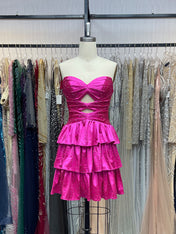 Orange A Line Strapless Sweetheart Satin Homecoming Dress with Keyhole