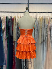 A Line Strapless Sweetheart Satin Homecoming Dress with Keyhole