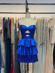 Orange A Line Strapless Sweetheart Satin Homecoming Dress with Keyhole