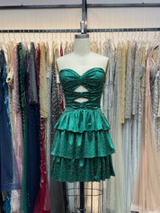Royal Blue A Line Strapless Sweetheart Satin Homecoming Dress with Keyhole