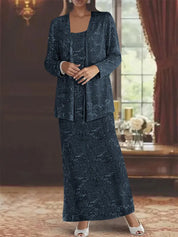 Robes de mère de la mariée en mousseline avec paillettes et veste 