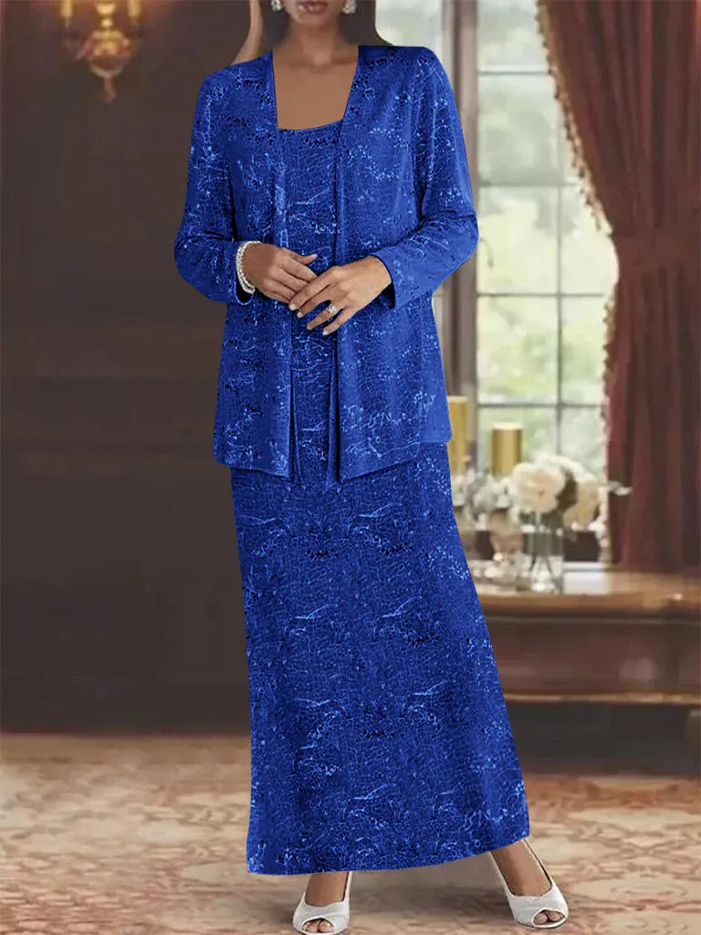 Robes de mère de la mariée en mousseline avec paillettes et veste 