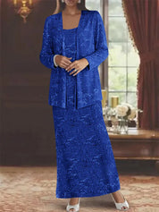 Robes de mère de la mariée en mousseline avec paillettes et veste 