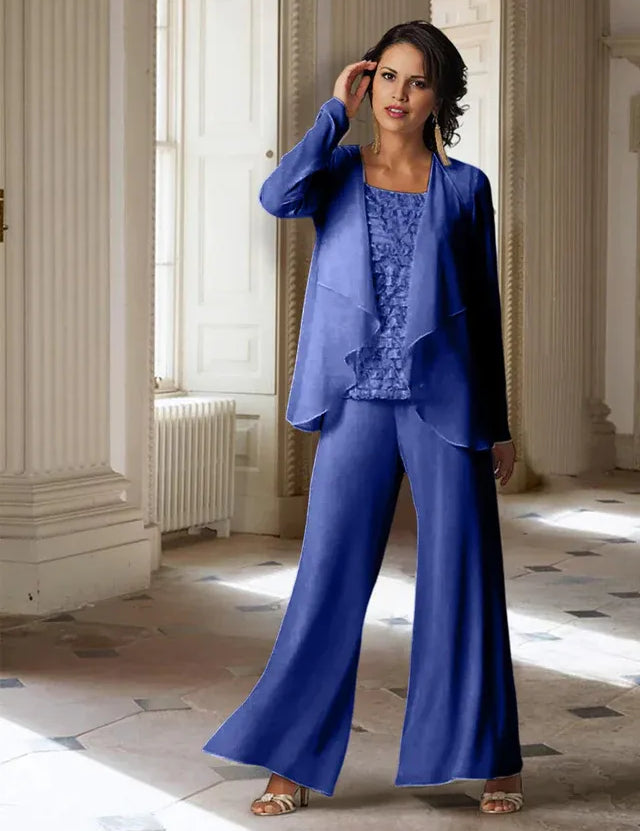 Chiffon Long Sleeves Mother of the Bride Pantsuits with Jacket