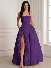 Glamorous Blush Pink Halter Corset Evening Paty Dress Gown