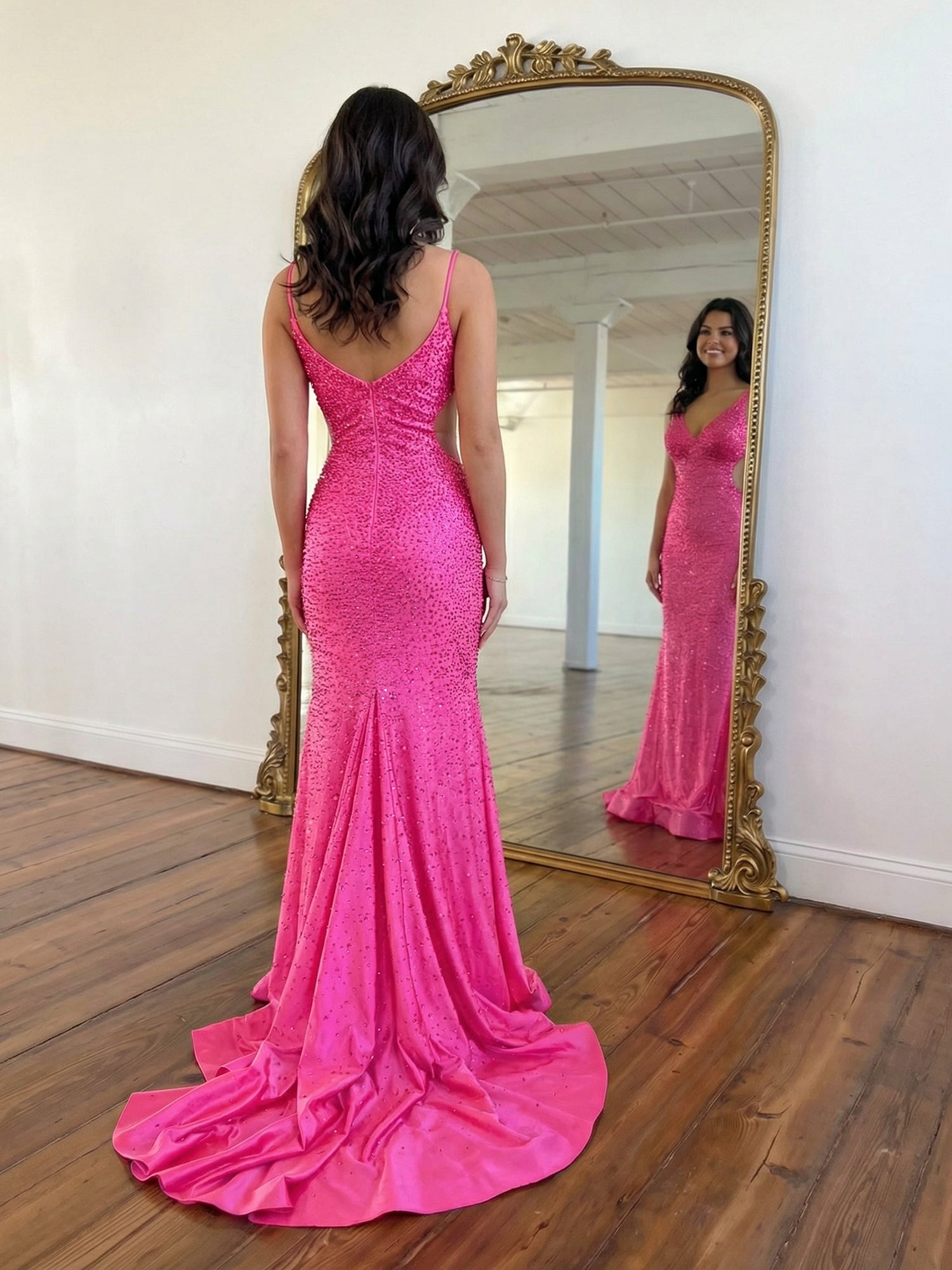 DazzlingHotPinkSequinV-NeckCutoutPromDresseswithSlit_4.jpg
