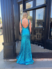 Dazzling Plunging V-Neck Sequin Mermaid Prom Dress