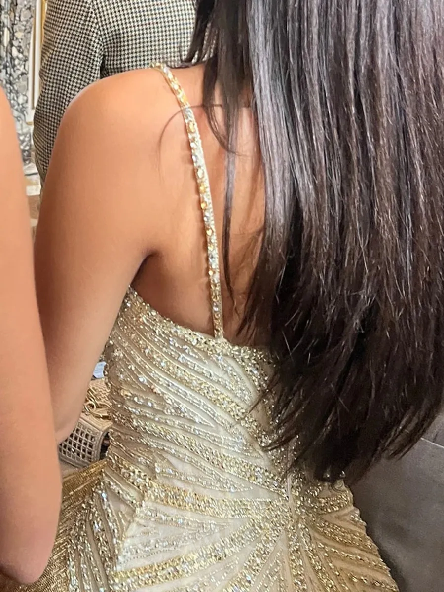 Dazzling Gold Fringe Art Deco Prom Dress Beading Tassel