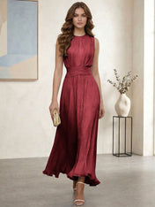 Ethereal Formal Evening Dress Ice Blue Pleated Chiffon Maxi Gown