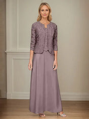 Glitter Lace & Satin Skirt Jacket Dress with Open Jacket