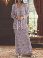 Robes de mère de la mariée en mousseline avec paillettes et veste 