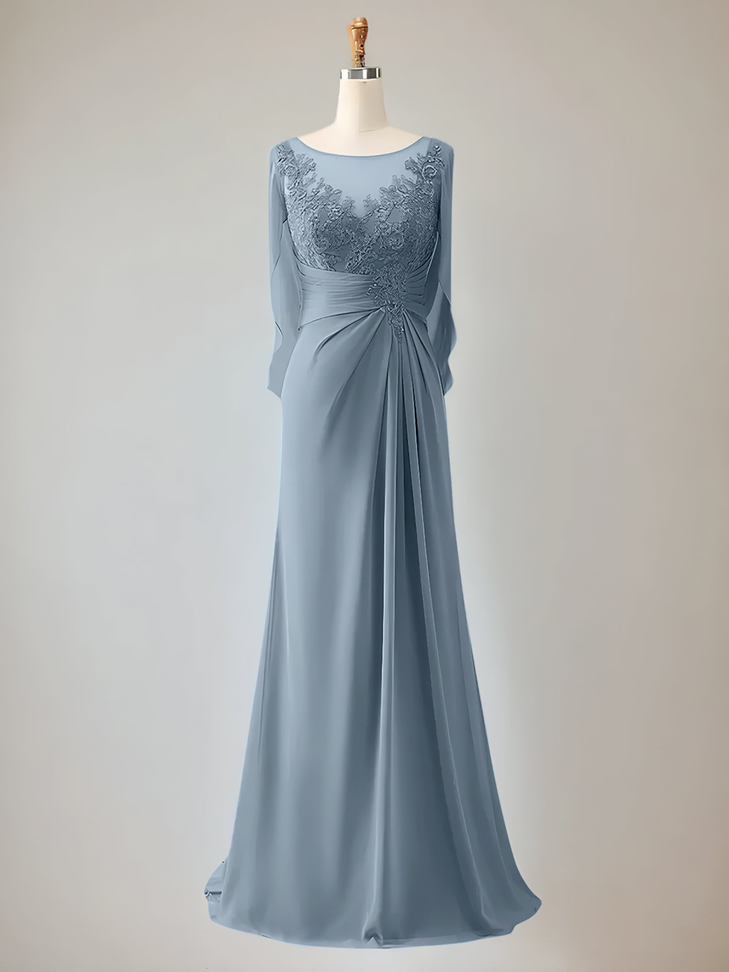 2 Sleeve Chiffon Mother of the Bride Dress With Beadings