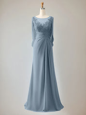 Trumpet/Mermaid Scoop Neck 1/2 Sleeve Chiffon Mother of the Bride Dress With Beadings